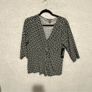 George Black and White Geometric Blouse